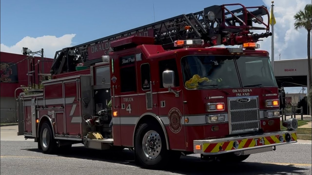Okaloosa Island Fire Rescue Truck 4 Responding to a Commercial ...