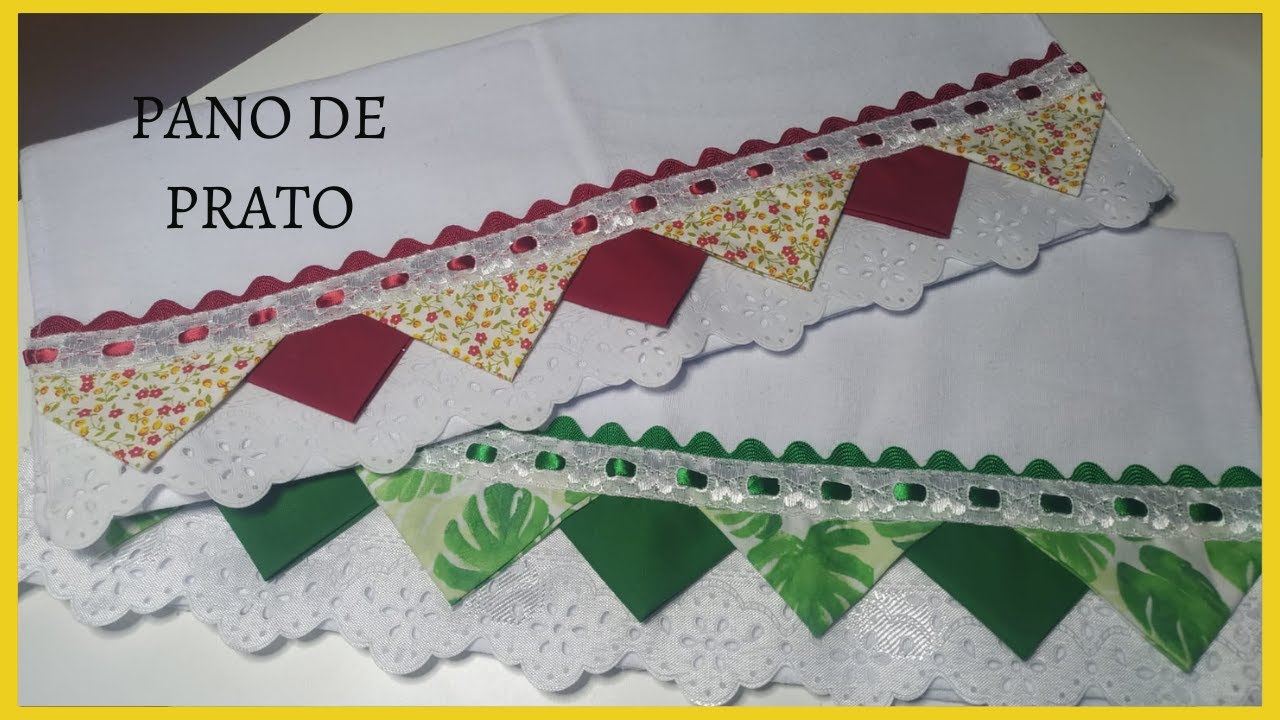 Como fazer PANO DE PRATO com barradinho diferente