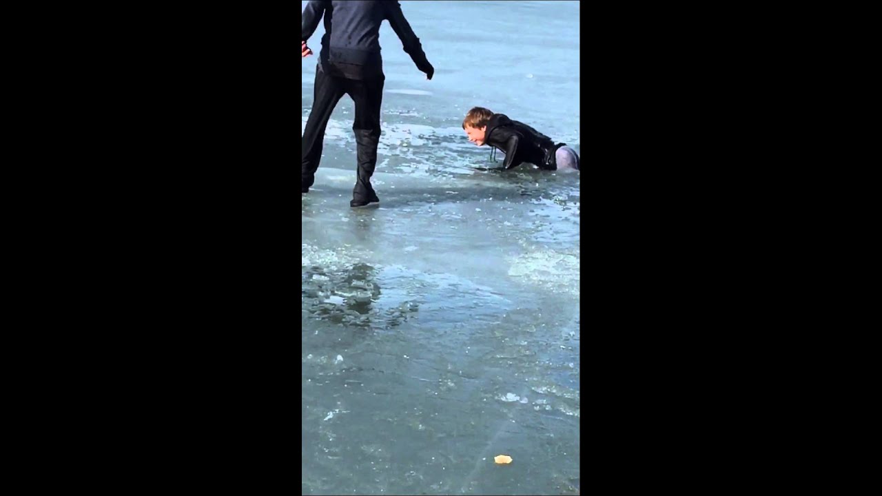 Kid Falls through ice YouTube