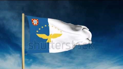 Azores flag slider style. Waving in the win with cloud background animation Stock video by
