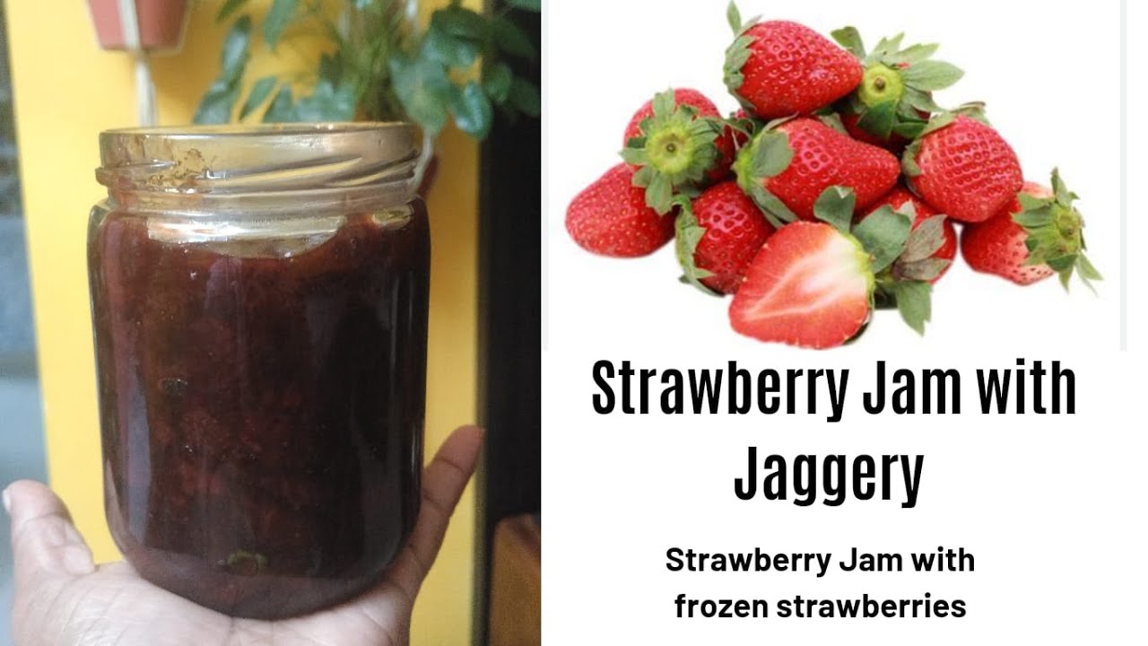 Strawberry Jam with frozen strawberries / Strawberry and Jaggery Jam