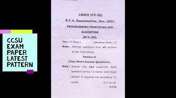 CCSU Exam Paper latest Pattern | 1st Semester | C Programming  #CCSU#EXAM#PAPER
