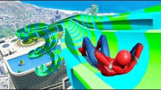 GTA 5 EPIC Water Slide Ragdoll SPIDERMAN - FUNNY MOMENT