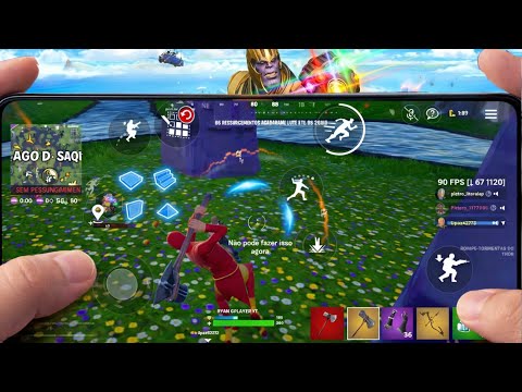 JOGANDO FORTNITE MOBILE A 120 FPS NO RETORNO DO MODO VINGADORES: ULTIMATO COM A SKIN DO CHAPOLIN!!!