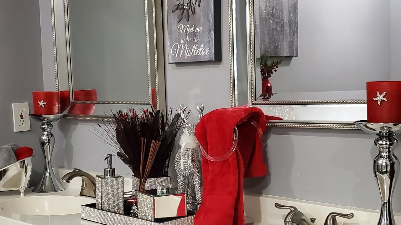 Christmas Bathroom Decorating Ideas Counter Top and Above Toilet