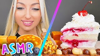 ASMR Mukbang 먹방 Chocolate, Ice Cream, Cake, Edible Spoon, Sweet Food, Dessert (Eating Sound)