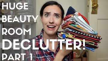 Huge Beauty Room Declutter Part 1 | Makeup Bags + Skincare
