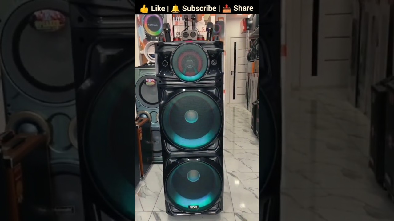 NDR Tower Speaker 2 Mic 🔥 | Monster Party Bass Test 🔊 | RGB Light DJ Sound 😱 
