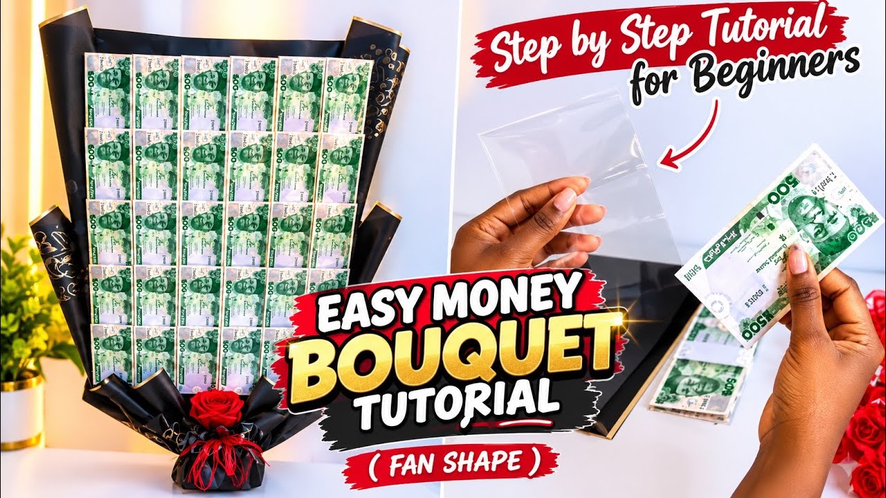 How to Make a Fan Shape Money Bouquet / How to make Money Bouquet Money ...