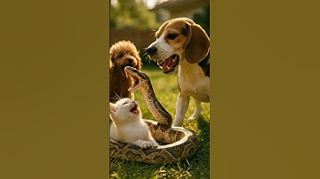🚨 Shocking Rescue! Brave Beagle Saves Kitten from Giant Python 😱🐍🐕 #rescue #cat #dog #aishorts