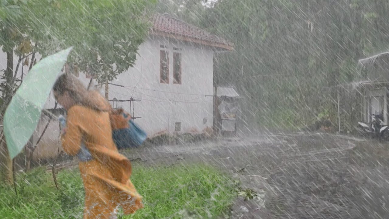 SUPER CRAZY RAIN! A VILLAGE PARADISE DESTROYED BY ASIA'S BIGGEST RAIN STORM AND WIND STORM!😱🥶🥶🥶🥶