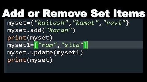 Add or Remove Set Items in Python | Python set | Python Programming in Hindi #48