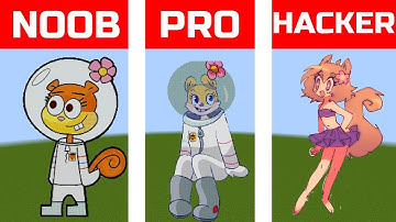 NOOB VS PRO VS HACKER Minecraft Pixel art Sandy Cheeks (SpongeBob SquarePants)