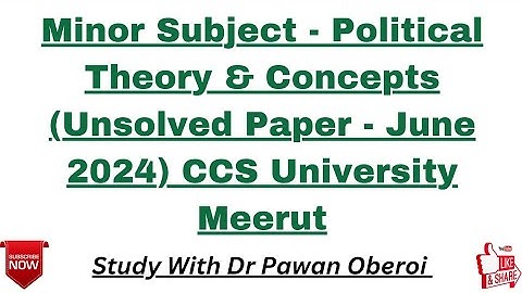 Minor Subject - Political Theory & Concepts (Unsolved Paper - June 2024) CCS University Meerut