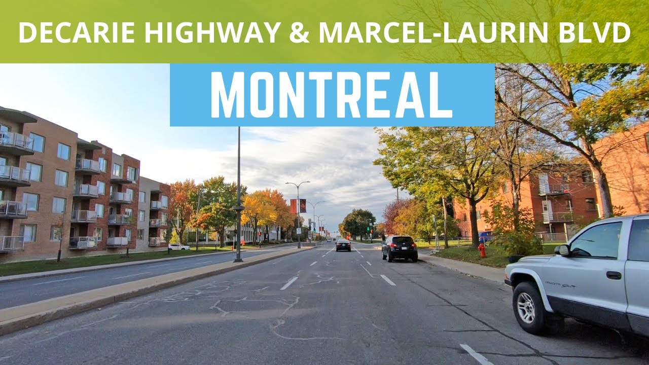 Driving in Montreal on Decarie Highway and Marcel Laurin Boulevard  