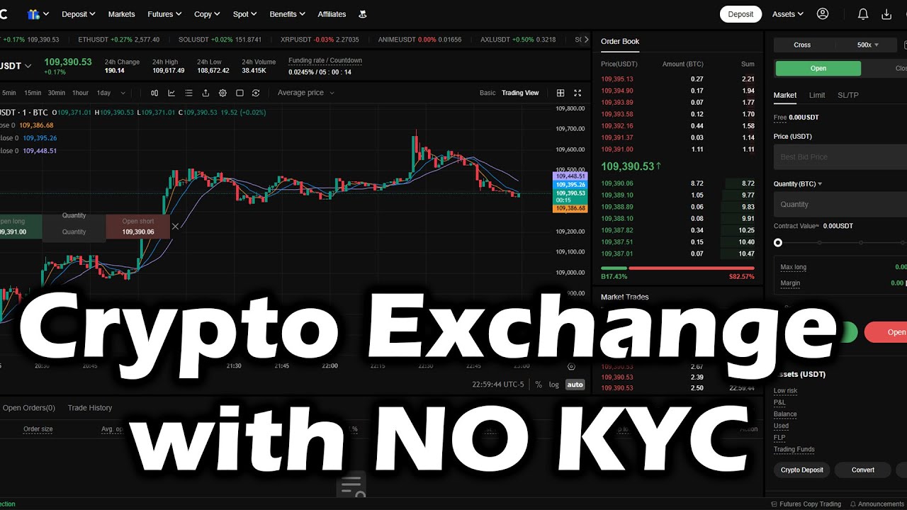 Crypto Exchange with no KYC | Leverage trade up to x500