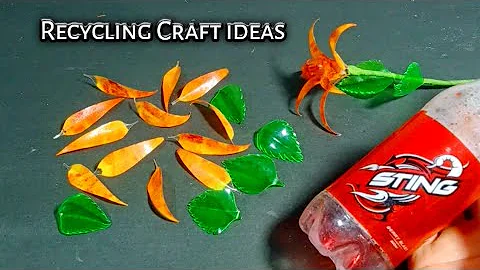 Ideas to make flowers with Plastic Bottle / Recycle material Project for school / Best out of waste
