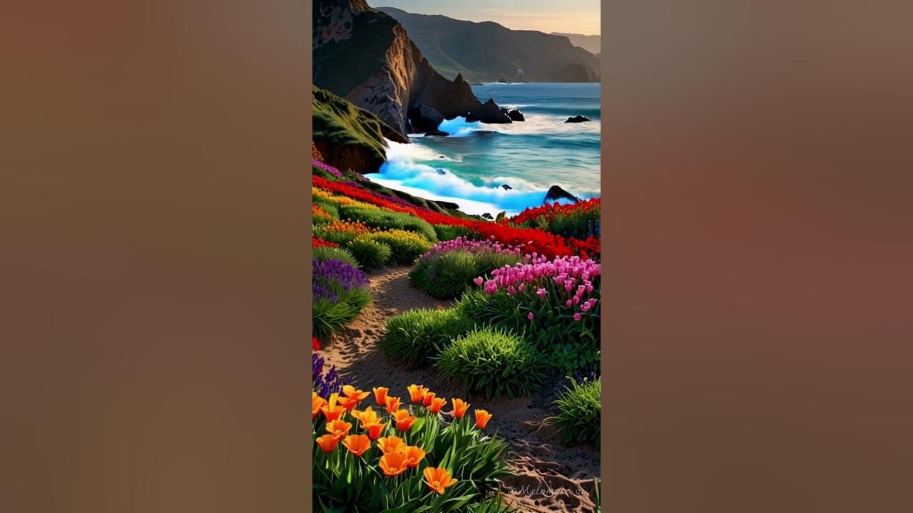 A field of flowers next to a body of water #soundofmusic #ai #nature #mountain #river #sea #flower A field of flowers next to a body of water #soundofmusic #ai #nature #mountain #river #sea #flower