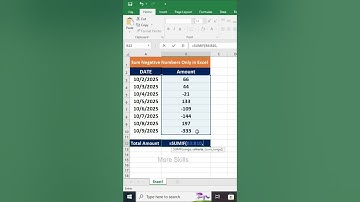 Sum ONLY Negative Numbers in Excel! ➖💡