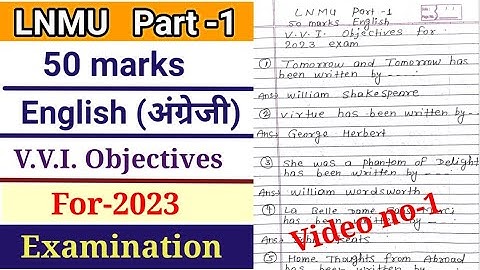 LNMU part-1 50 marks English/composition English V.V.I Objectives for 2023 examination #lnmu