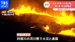 【速報】利根川の河川敷延焼中 枯れ草燃え鎮火メドたたず 埼玉・熊谷市