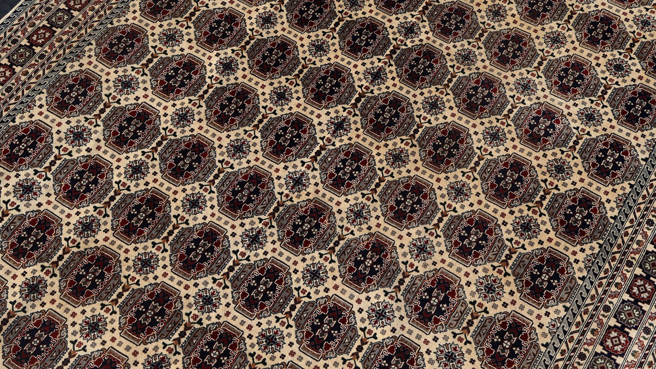 10x13 Warm Beige Afghan Saruqi Rug – Hand-Knotted Luxury