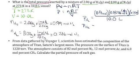 Practice Exercises p 400 401 Partial Pressure Mole Percent
