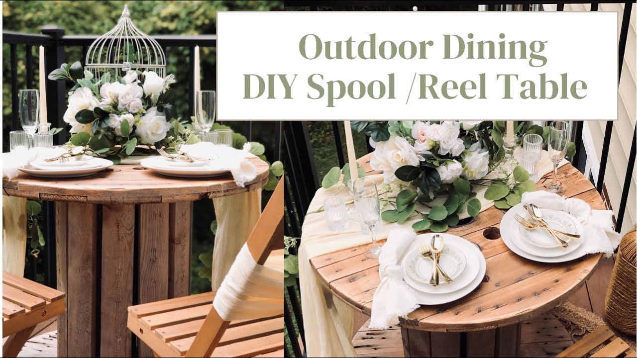 Wooden spool table wedding | Beachweddingtips.com