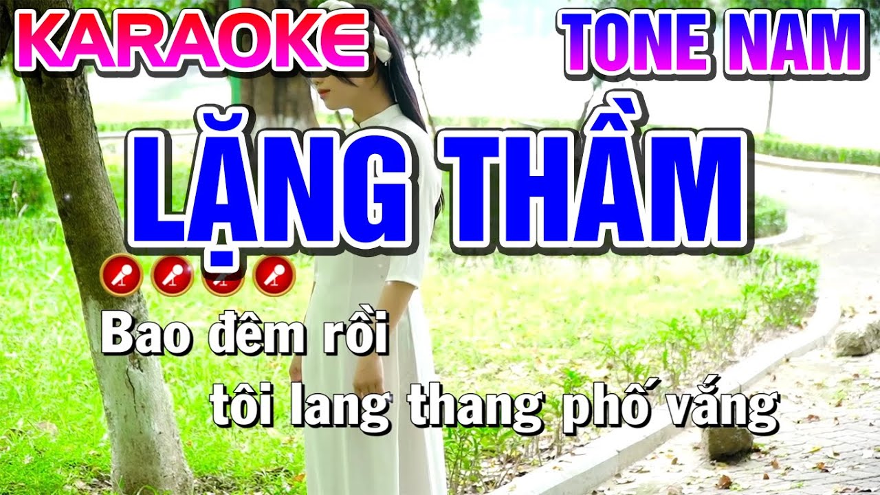 LẶNG THẦM Karaoke Nhạc Sống Tone Nam ( BEAT CHUẨN ) -... - youtube