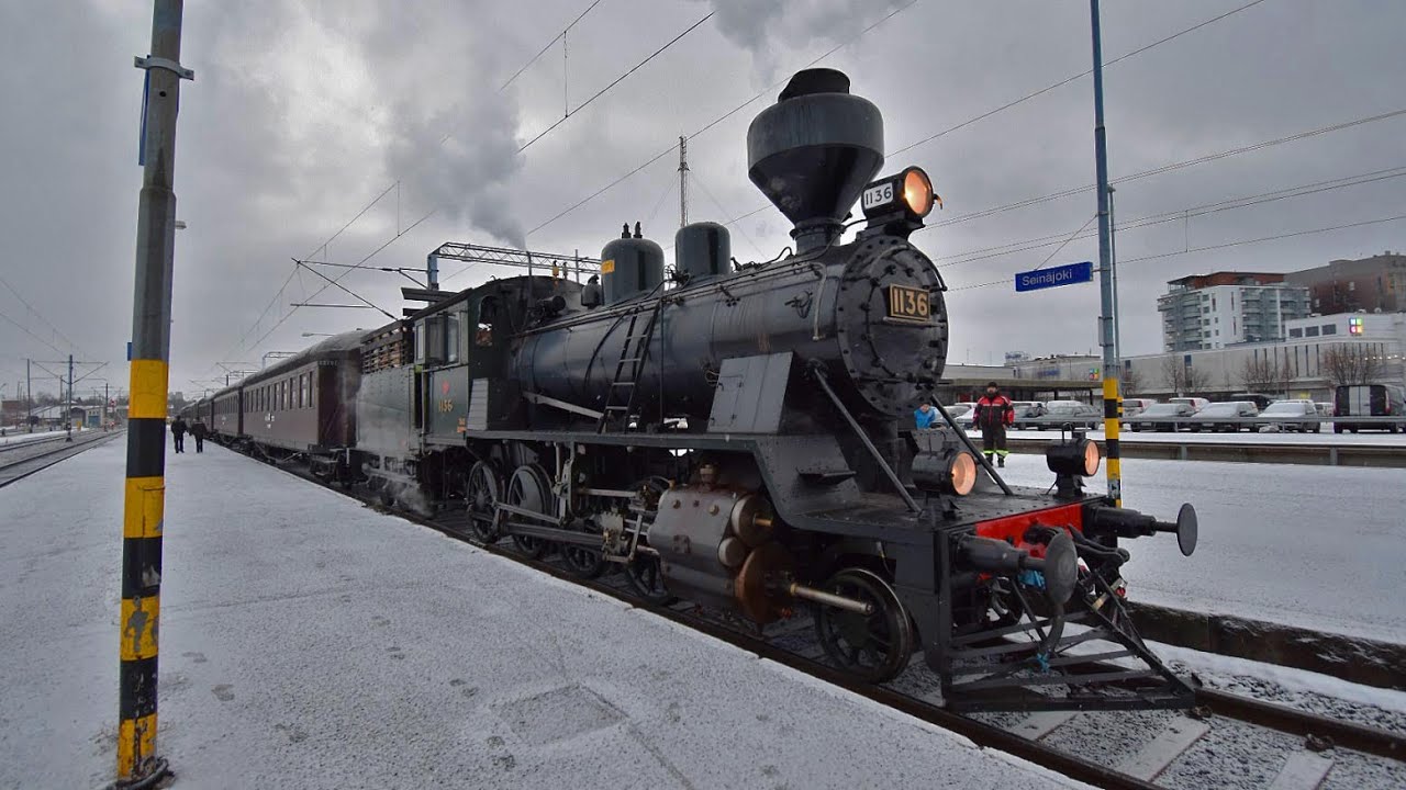 Höyryveturi Tk3 Pikku-Jumbo Seinäjoella 8.12.2019