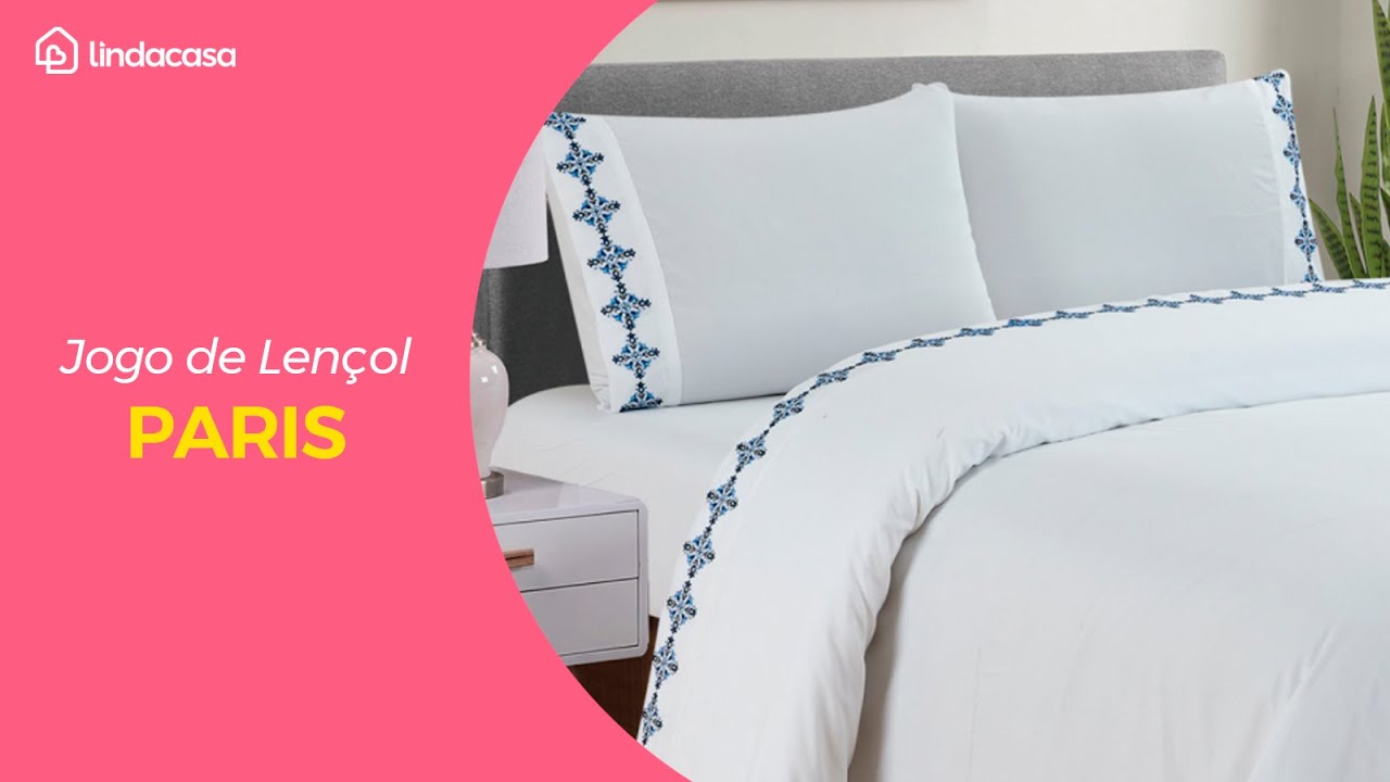 JOGO DE LENÇOL PARIS BORDADO PERCAL 300 FIOS - LINDA CASA