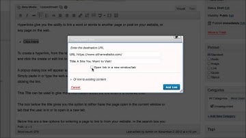 Wordpress Tutorial - Creating Hyperlinks