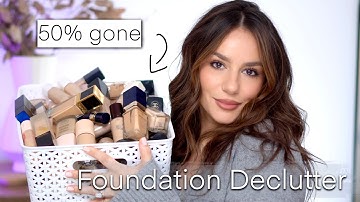 HUGE MAKEUP DECLUTTER: FOUNDATIONS: EVERYFoundation I Own & Why I Keep/Declutter || Tania B Wells