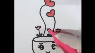 رسمت مزهرية ورد بتطلع قلوب سهلة وجميلة | فازة ورد ? | How to draw easy flower vase ?