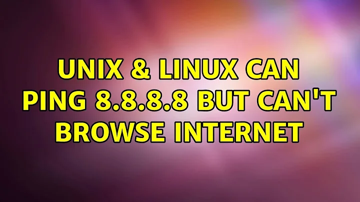 Unix & Linux: Can ping 8.8.8.8 but can't browse internet (3 Solutions!!)