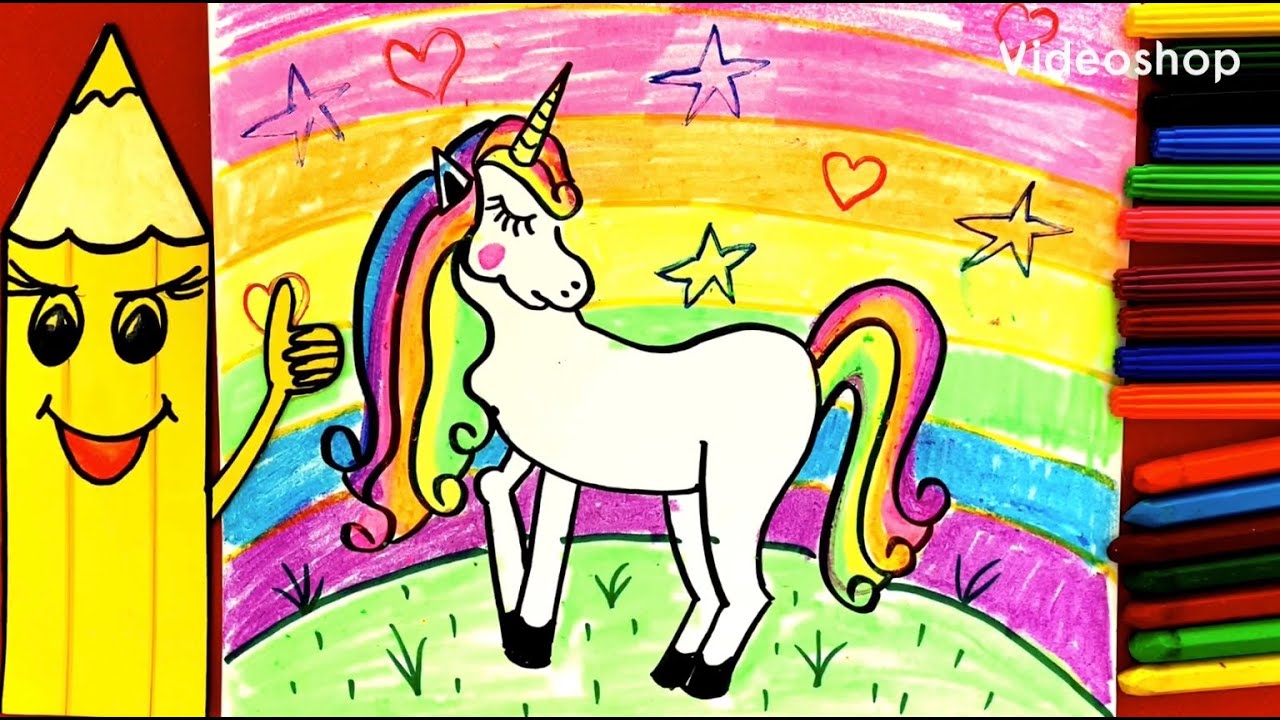 Как нарисовать единорога мелками