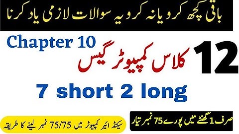 12th class computer chp 10 most important important Short & long Questions guess 2023