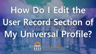 How do I Edit the User Record Section of my Universal Profile