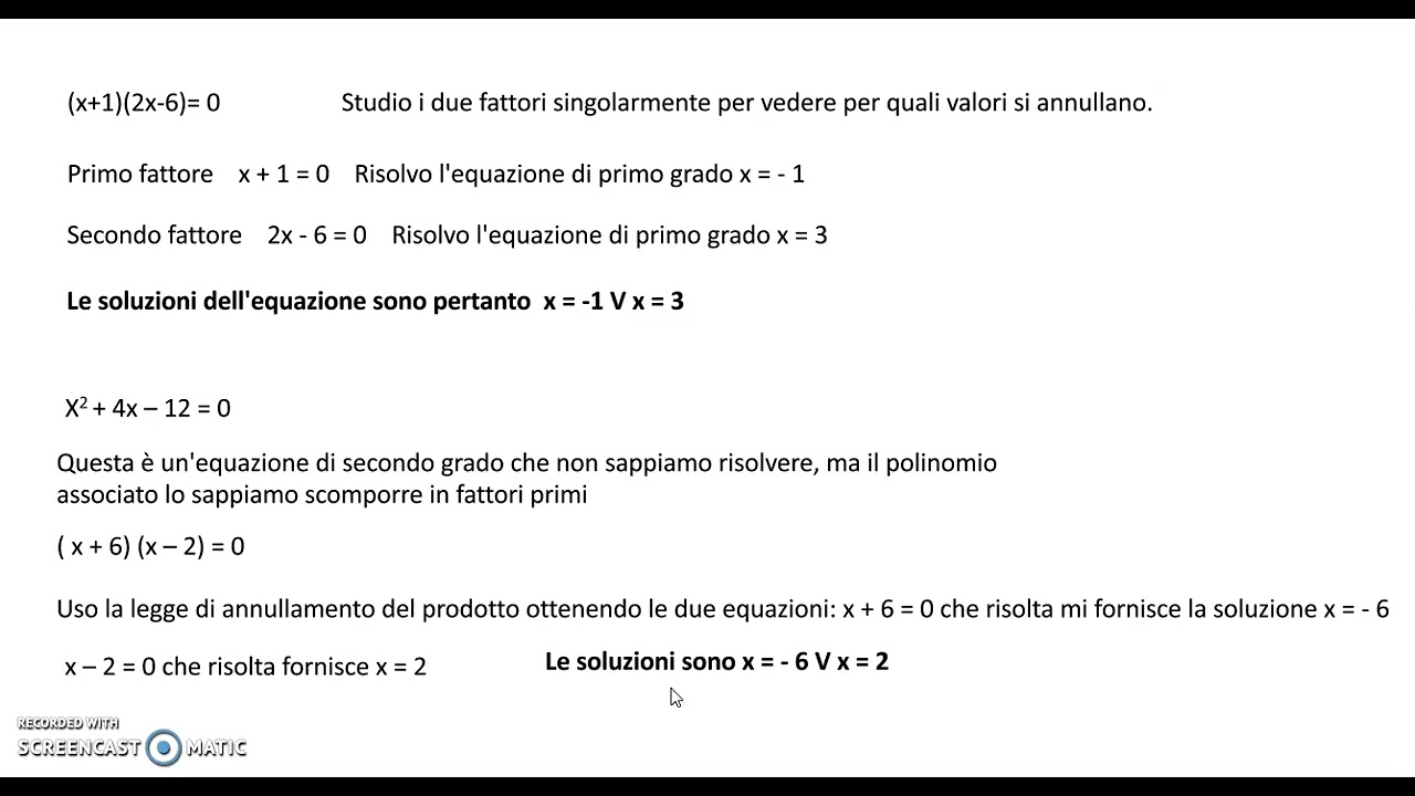 Equazioni 06 - La legge di annullamento del prodotto