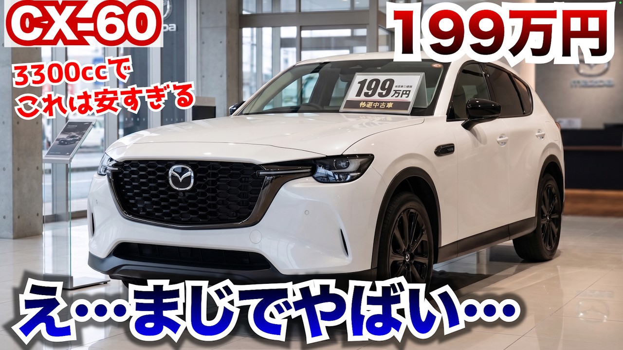 え…まじなの?コスパやばすぎる…CX-60が安すぎてやばい。中古が199万円まで落ちてきました。