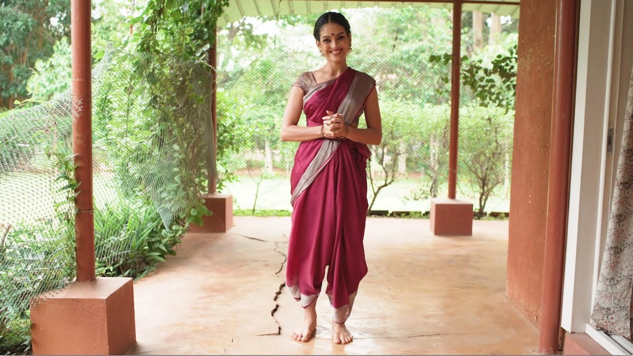 Tying a saree for dance Rukmini Vijayakumar
