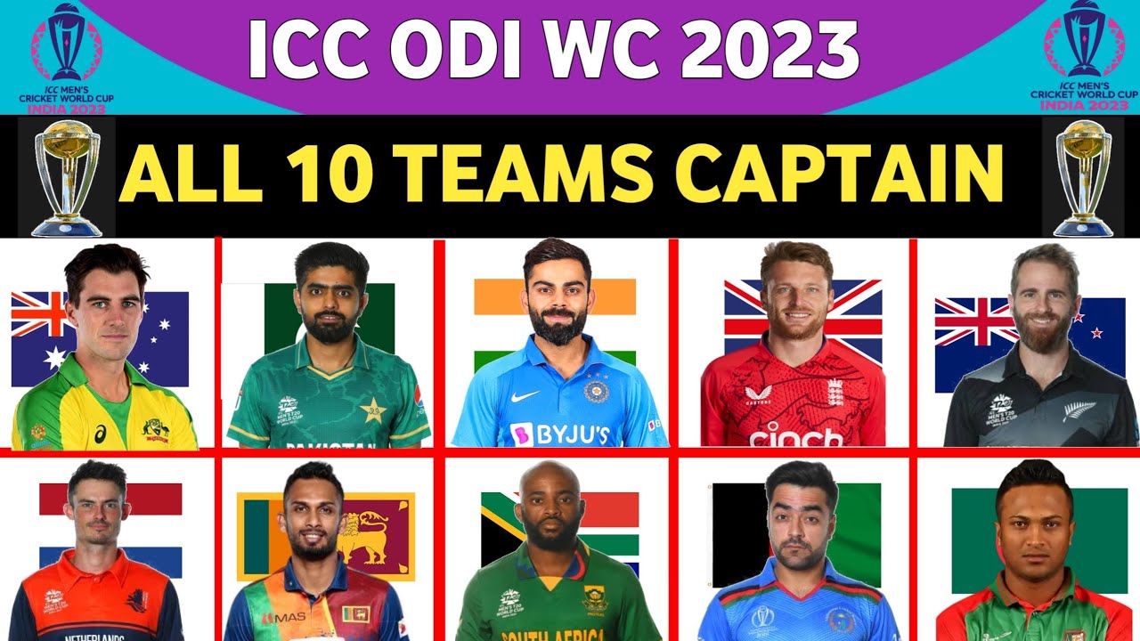 ICC ODI World Cup 2023 All 10 Teams Captain || All Teams Captain ICC ...