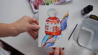 Урок акварели. Новогодняя открытка. Watercolor lesson. Christmas postcard Урок акварели. Новогодняя открытка. Watercolor lesson. Christmas postcard