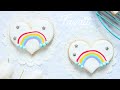 How to decorate rainbow cookies tipless with royal icing for beginners  fawaii 