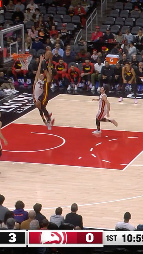 Jalen Johnson GETS UP for the JAM for his first bucket!