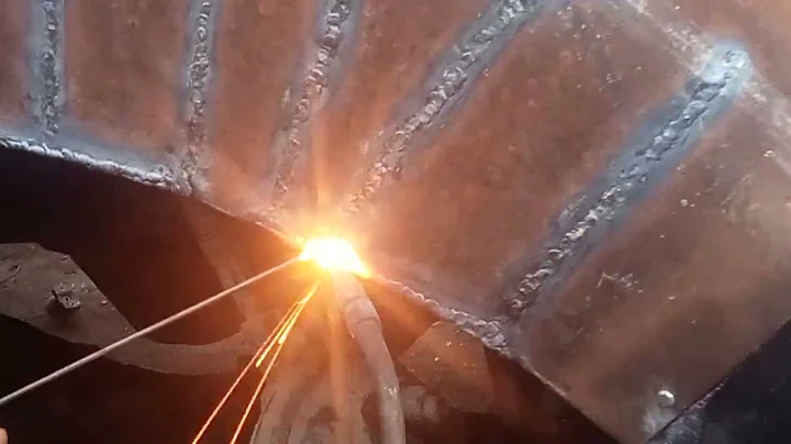 gas welding of exhaust pipe of muffler