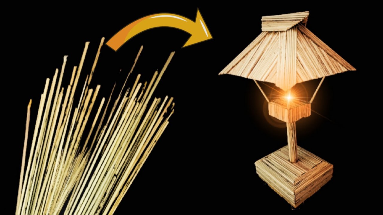 Home decorating ideas with useless things. Night Lamp with bamboo sticks. 