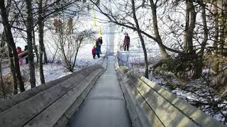 Sliding at Fort Whyte Alive, Winnipeg, Manitoba