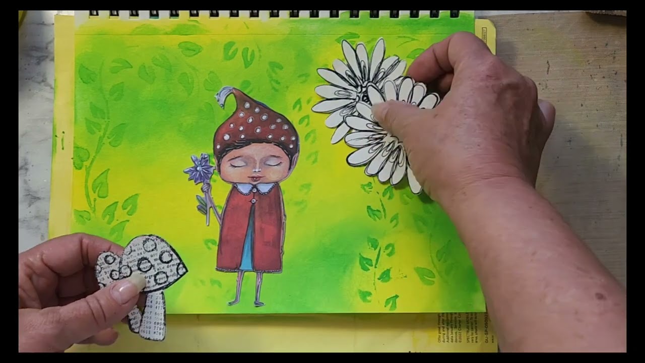 Art journal using Art by Marlene and Dylusions Stamps, Stencil and paints.