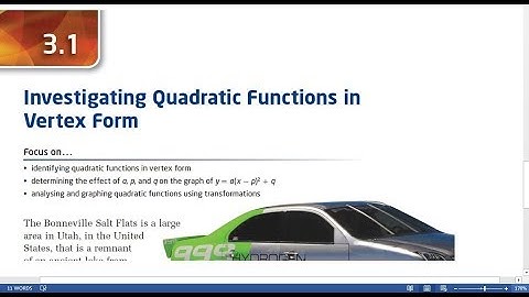 PC 20 3.1 Vertex Form - Quadratic Functions